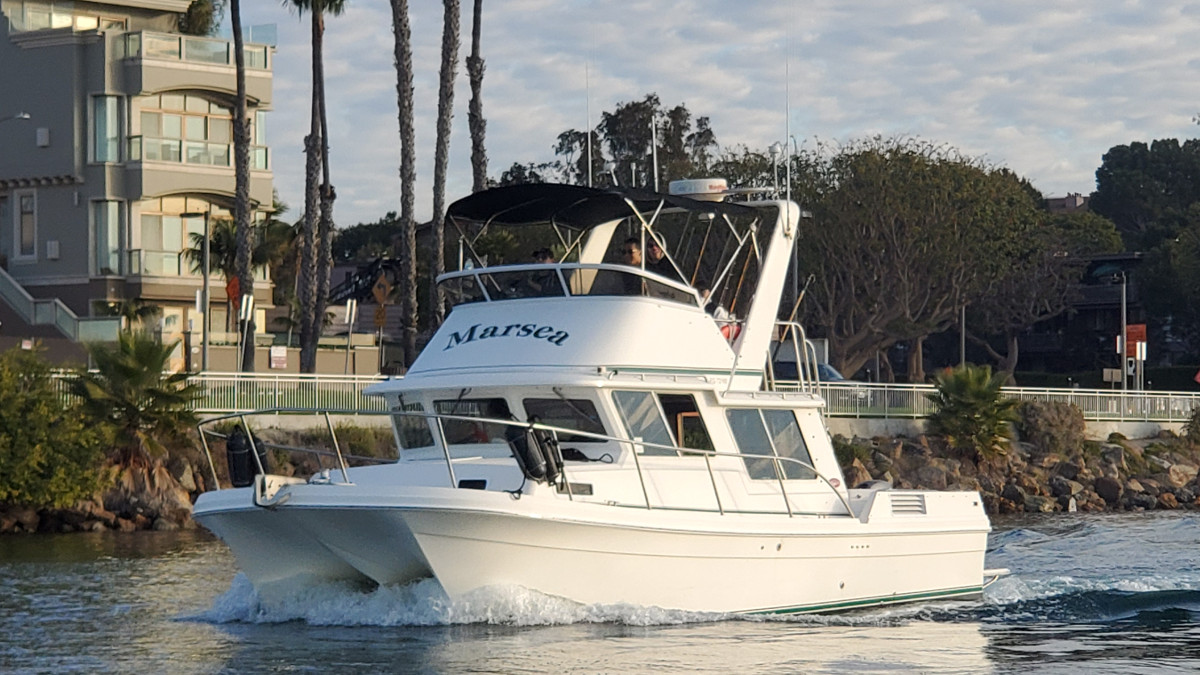 The Marsea. A 32 foot power catamaran built by Seasport